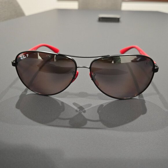 Ray Ban Scuderia Ferrari Silver Mirror Chromance Aviator Sunglasses RB8313M - Picture 4 of 16